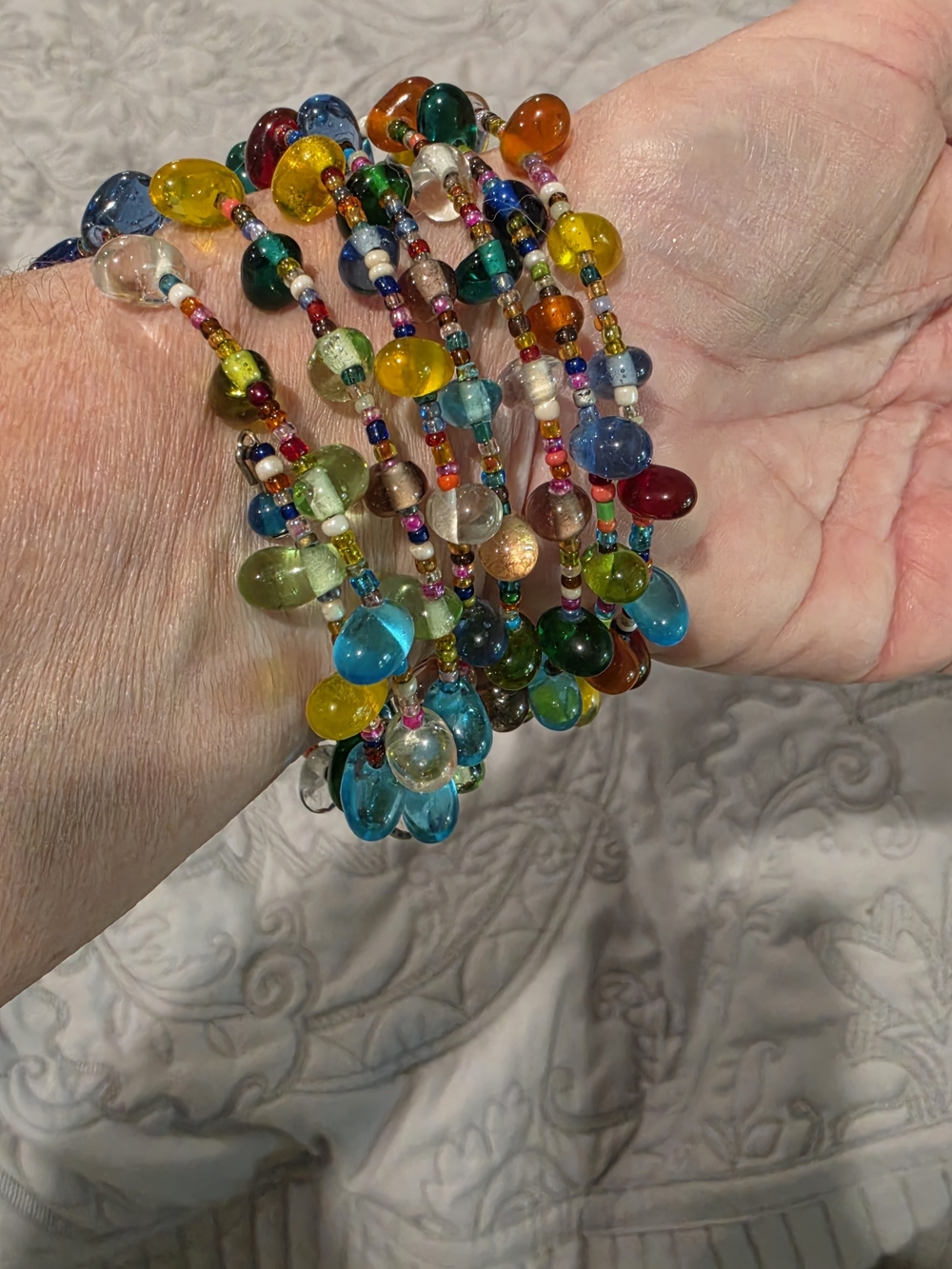 Multicolor Glass Bead Wrap Bracelet by